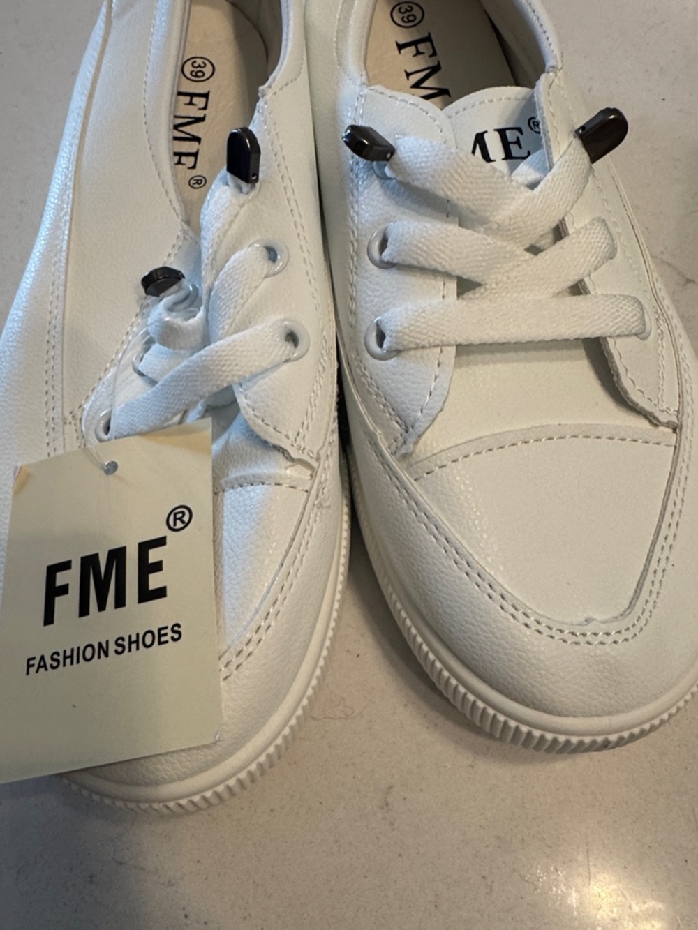 ME Makeover Essentials White Low-Top Lace-Up Women's Sneakers - Picture 3 of 5